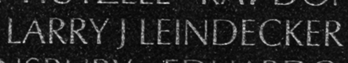 Seaman Larry James Leindecker's name inscribed on The Wall.
